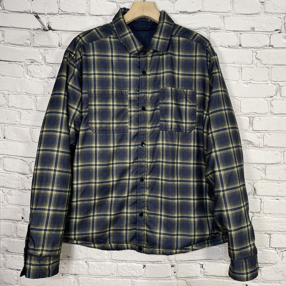 Aeropostale Mens Reversible Aero‎ Solid & Plaid Puffer Jacket Size 2XL Snap 6342